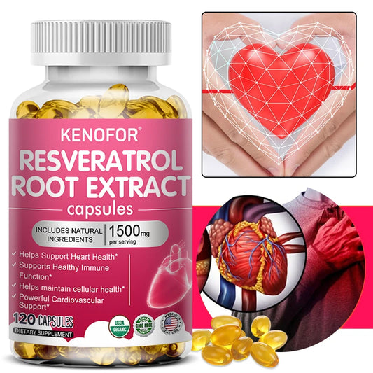KENOFOR Resveratrol Extract 1500 mg - Immune System Function, Collagen Formation and Energy Metabolism