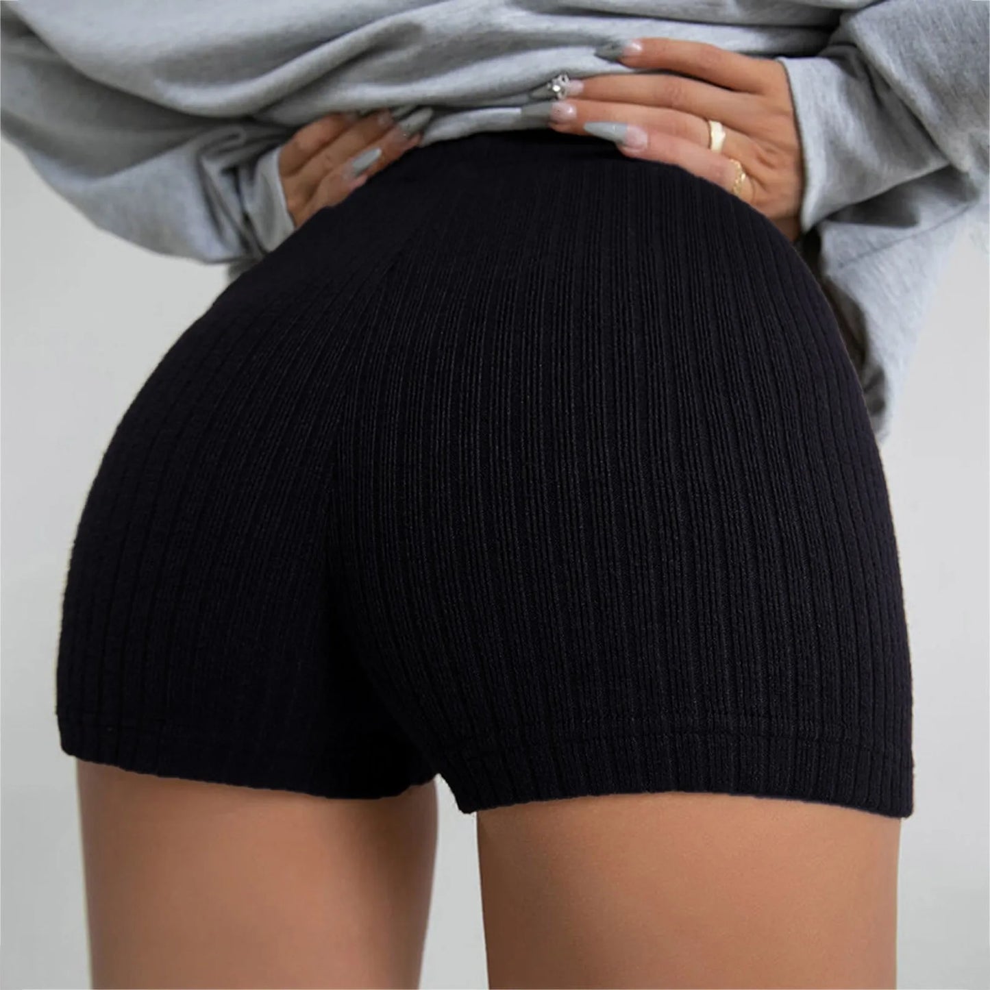 Women'S Slim Fit Solid Color Shorts Sports Hot Pants Yoga Pants Knitting Hot Trousers Sexy Sports Pants