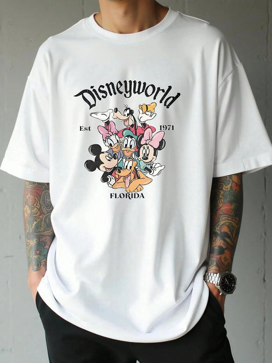 Mens Fashionable Home Outdoor Commuting Versatile  Pattern Printed High-Quality Cotton T-Shirt men clothing  oversized t shirt