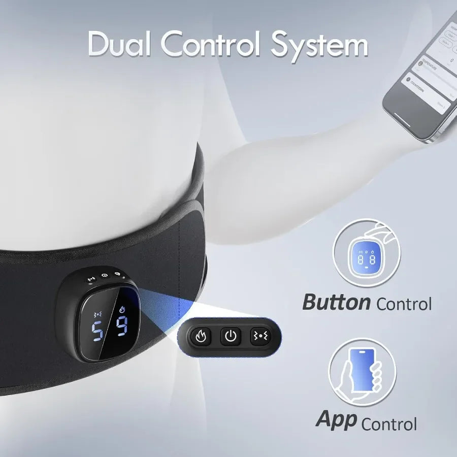 Comfytemp Cordless Portable Heating Pad with Massager for Lower Back Pain Relief 9 Heat Settings 5 Vibration Modes 3 Intensity