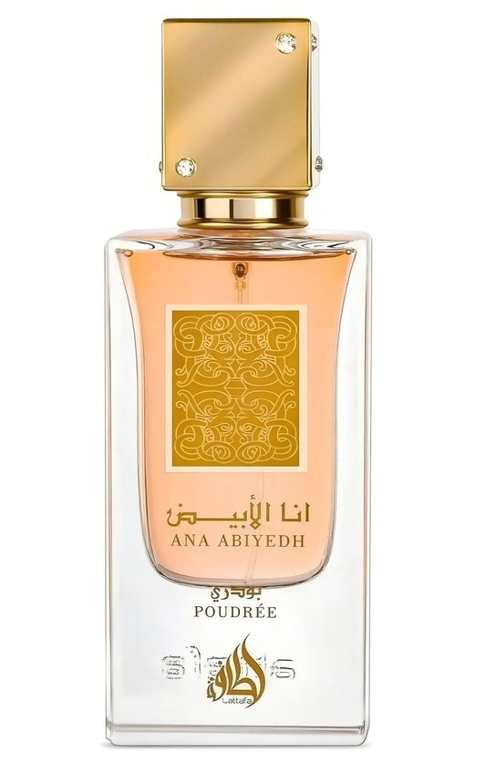 Lattafa Ana Abiyedh Poudree EDP 2.0oz 60ml Soft Floral Powdery Long Lasting Unisex Perfume Elegant Luxury Gift for Christmas