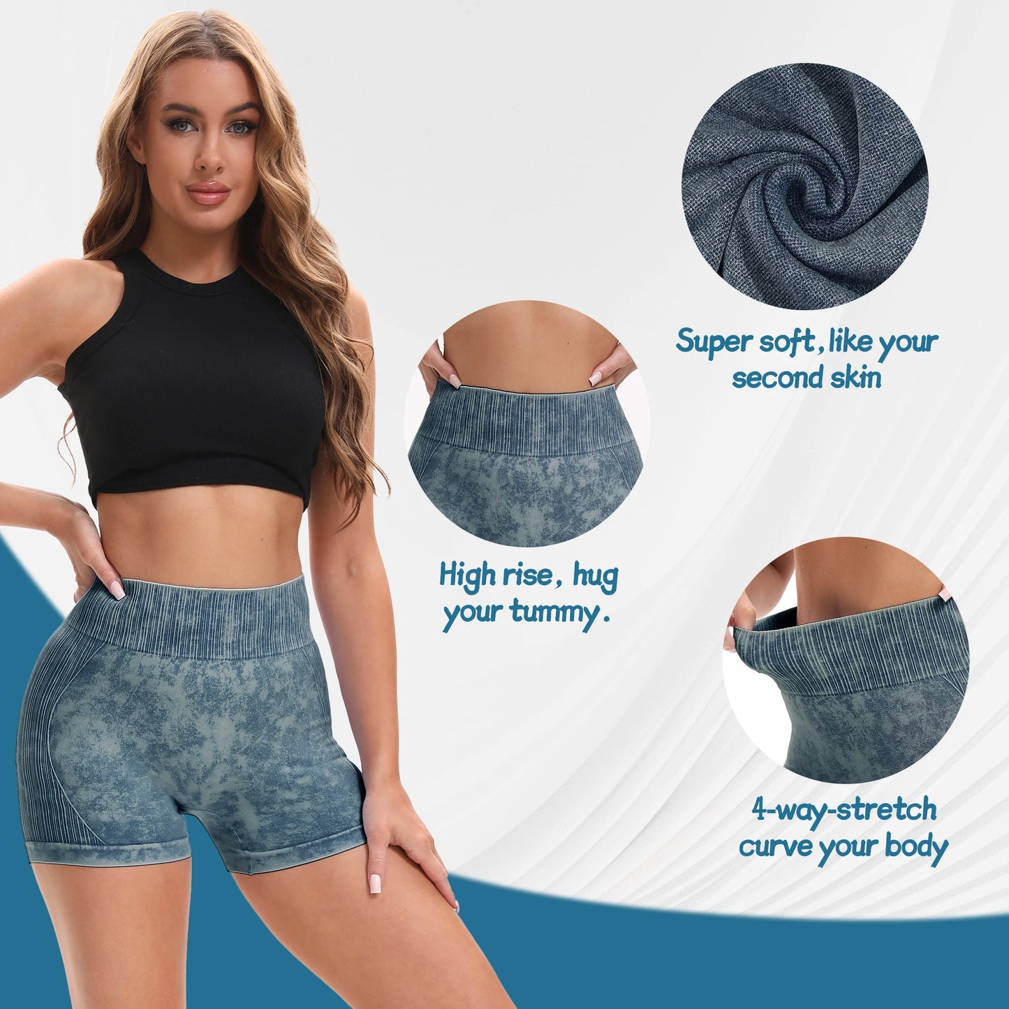 2Pack  Essential High Waist Seamless Shorts - Sculpting Tummy Control Butt Lifting Yoga Cycling Running Sand washing