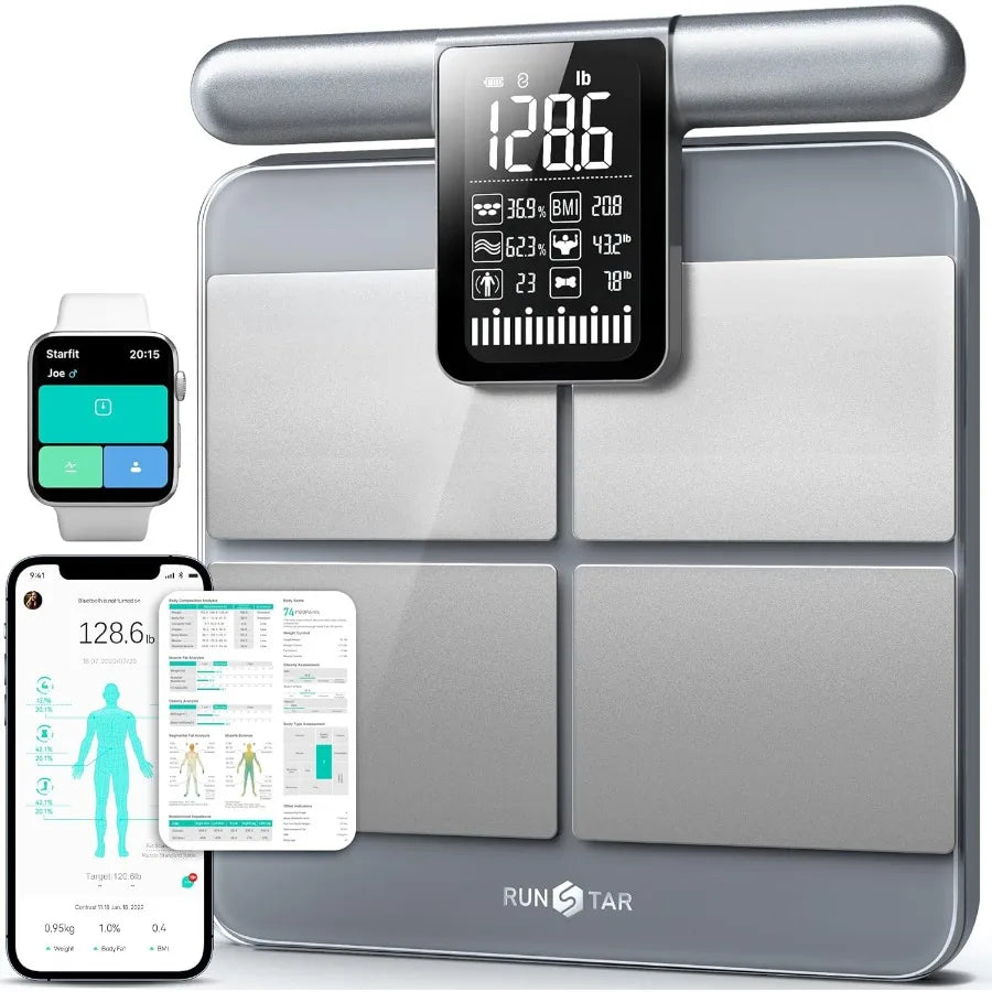Digital Smart Scale with 8Electrodes for Accurate Body Weight Fat Percentage and BMI Measurement in Home Fitness and Health Mon
