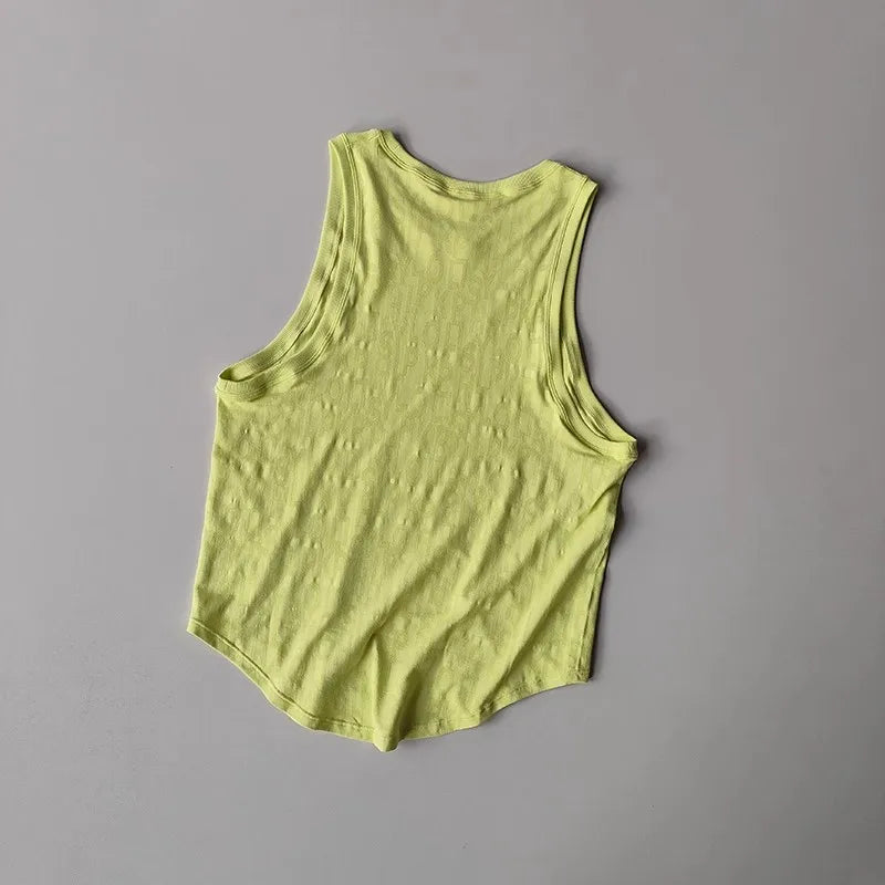 Women's Sports Vest Thin Loose Printed Yoga Clothing Sleeveless Running Blouse Yoga Vest Shirt Gym Tops