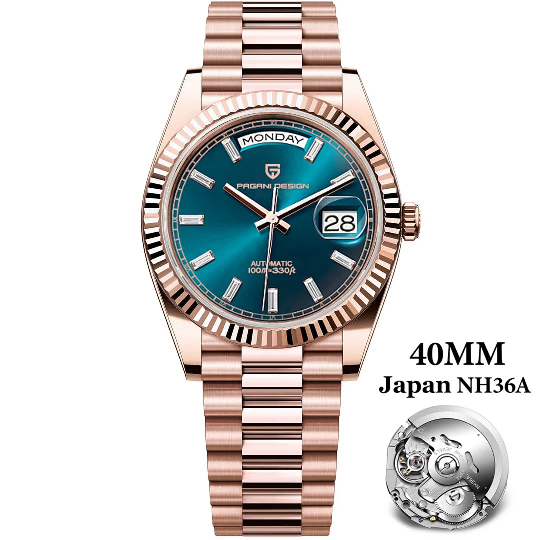 PAGANI DESIGN DD40 Luxury Rose Gold Automatic Watch Men Japan NH36A Mechanical Wristwatch Men Stainless steel Waterproof Watches