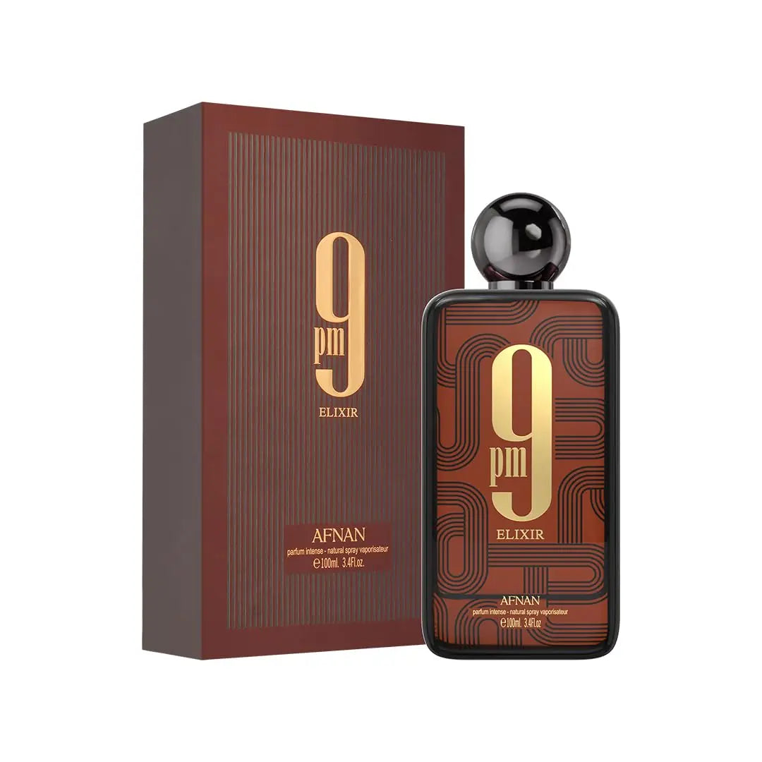 Afnan 9PM Elixir Extrait De Parfum 3.4oz – Warm Amber Vanilla Unisex Perfume, Long Lasting Luxury Gift