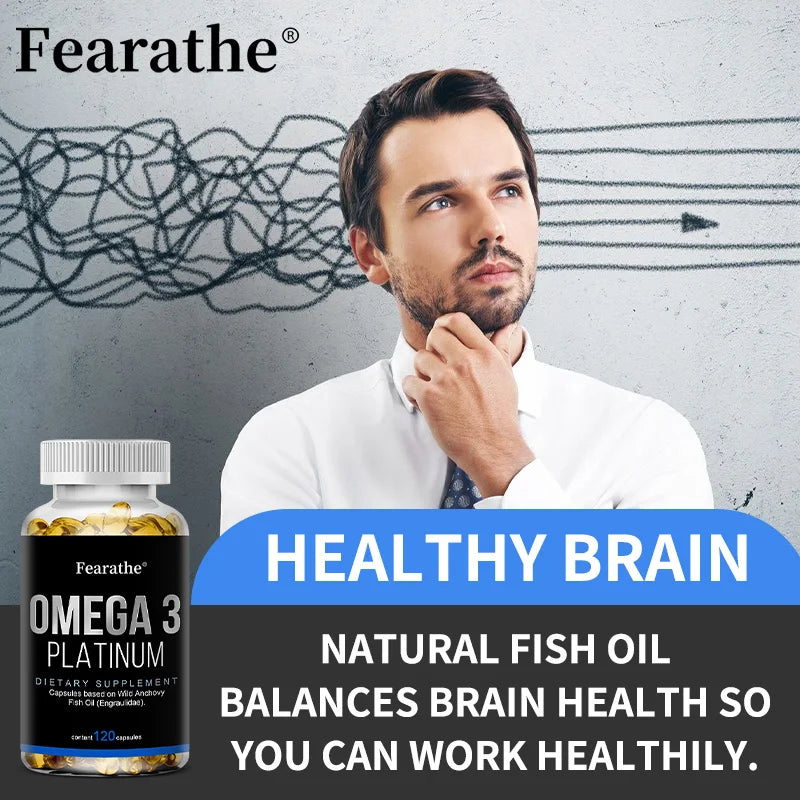 Omega 3, Fish Oil Supplement, Wild Anchovies, Heart Health, Brain Development, Dietary Supplement, 120 Capsules
