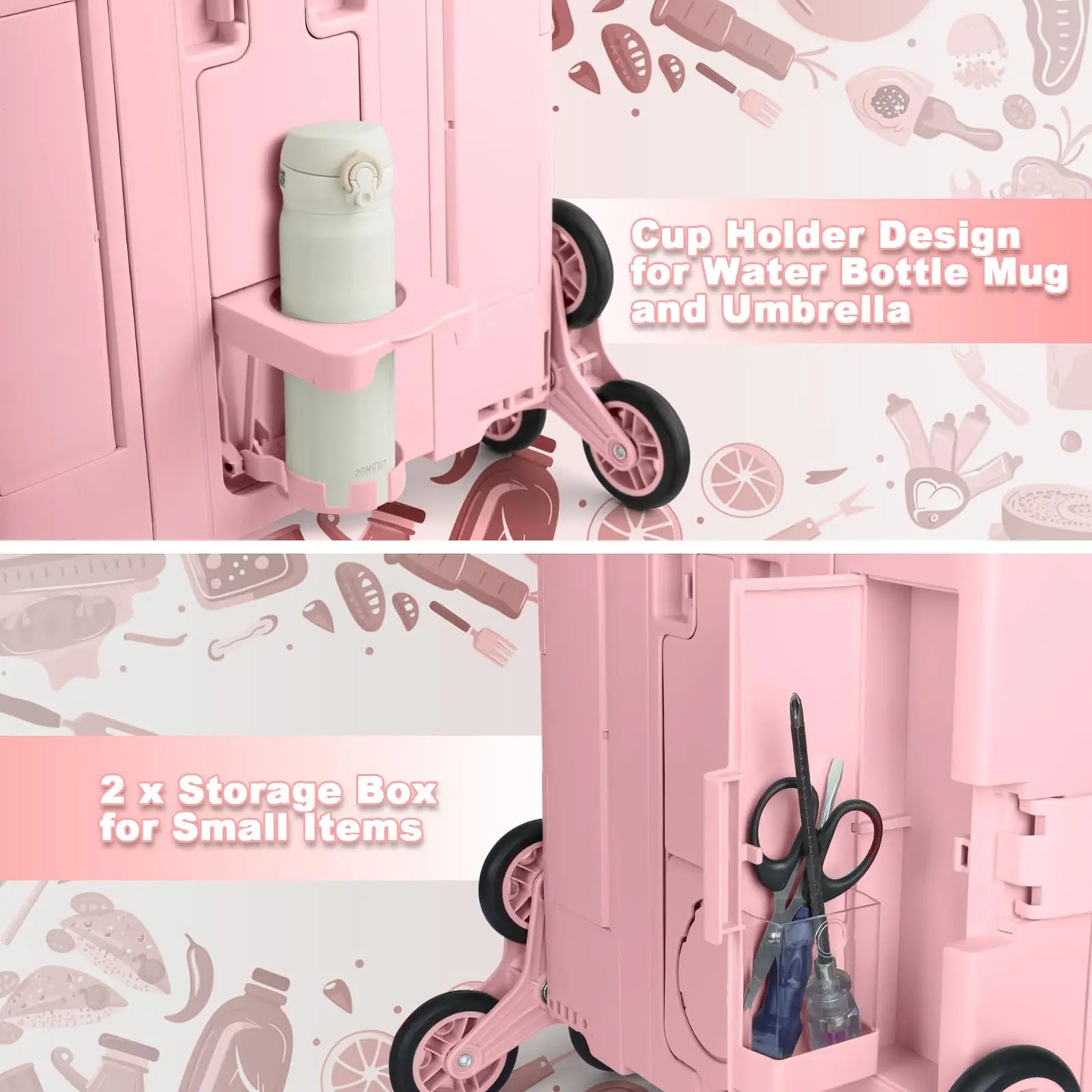 SELORSS Folding Shopping Cart Camping Trolley Vegetable Basket Trolley with Stair Climbing Wheels Large Capacity Utility Cart