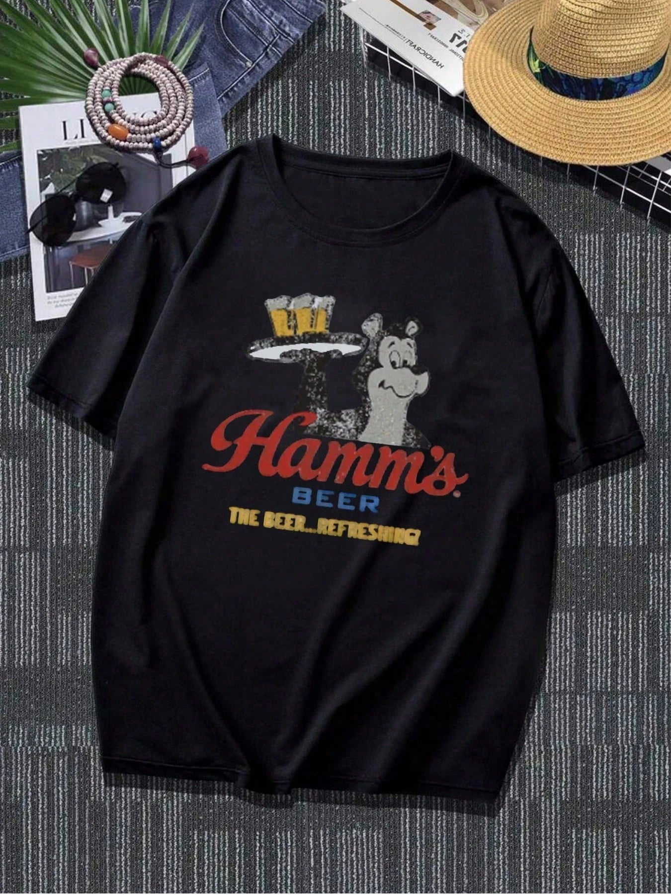 Mens  Street Classic Hamm's Beer T - Shirt  Cotton  Heavyweight Street Wear Boyfriend Gift For Work pro choice streetwear