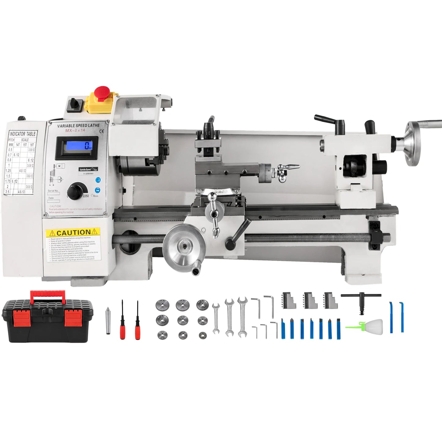 SucceBuy Mini Metal Lathe 8x14'' 2250PRM Variable Speed 600W Metal Working Lathe Milling Machine, Various Types of Metal Turning