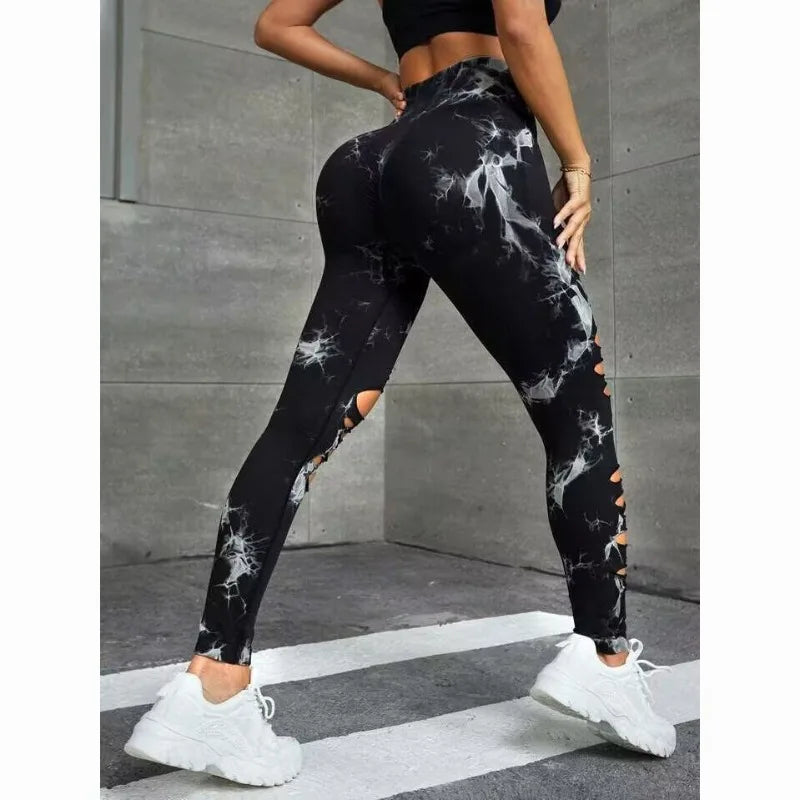 Quick Dry Seamless Women's Yoga Tie-Up Pants High Waist Hip Lift Elastic Fitness Pants No Embarrassment Line Sports Leggings