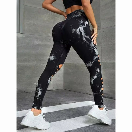 Quick Dry Seamless Women's Yoga Tie-Up Pants High Waist Hip Lift Elastic Fitness Pants No Embarrassment Line Sports Leggings