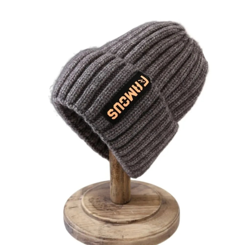 New Long Label Knit Beanie Solid Color Sun Protection Winter Hat Crochet Design Soft Warm Cap Winter Season