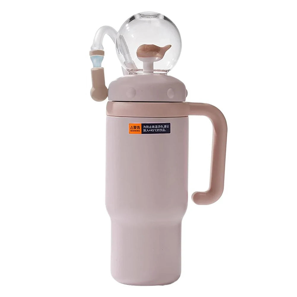 24oz Stainless Steel Whale Fountain Tumbler with Handle Whale Water Cups for Kids