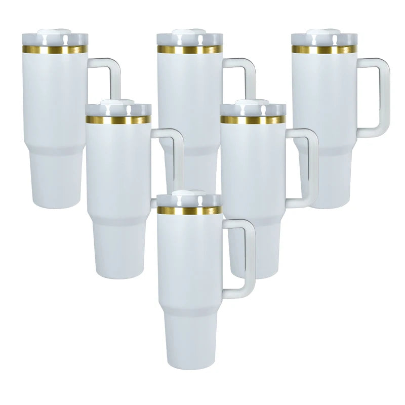 6pcs 40oz Double Wall Insulated Vacuum Glod Plated Chocolate Color Stainless Steel Tumbler He