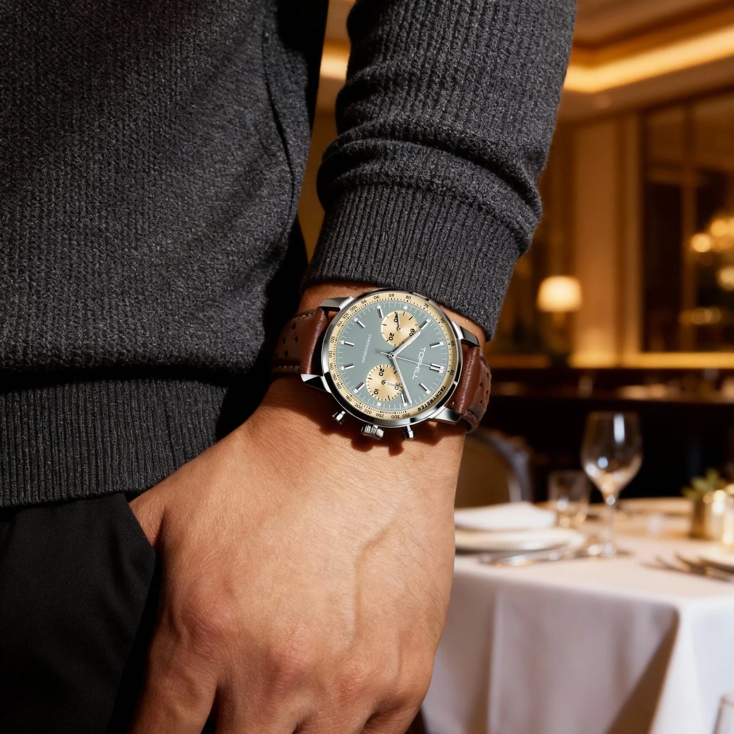 TOPHILL Chronograph Watch Racing Watch Seagull 1963 Watch ST19 Movement Sapphire Crystal  Military Limited