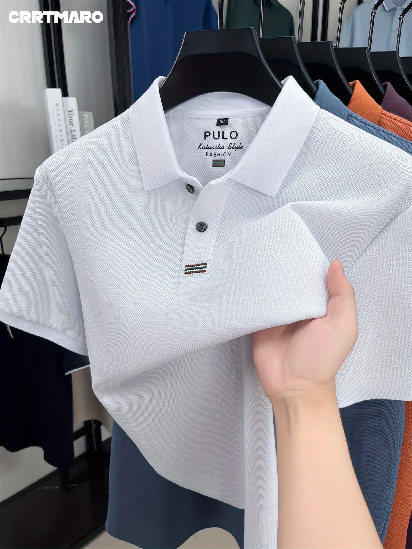 1 piece of high-quality cotton polo shirt for middle-aged and young people, trendy T-shirt for business and leisure, sweat wicki