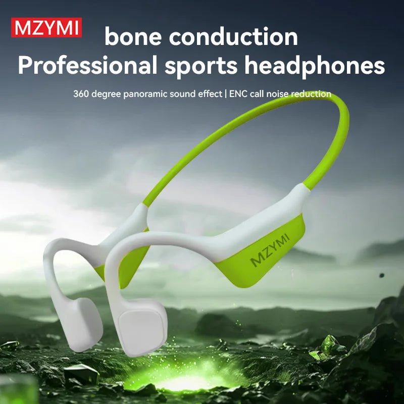 MZYMI Bone Conduction Sport Headphones I18PRO Neckband Bluetooth 5.3 Earphones Hifi Sound Running Wireless Headset TWS Earbuds