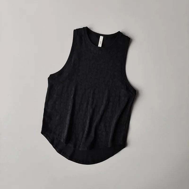 Women's Sports Vest Thin Loose Printed Yoga Clothing Sleeveless Running Blouse Yoga Vest Shirt Gym Tops