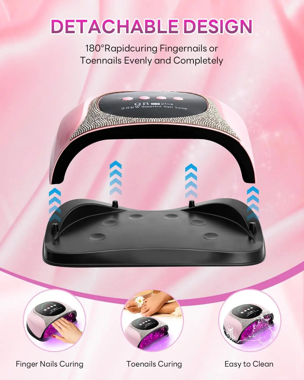 UV LED Nail Dryer 256W Quick Dry for Gel Nails, Portable Manicure Lamp with Auto Sensor & 4 Timers