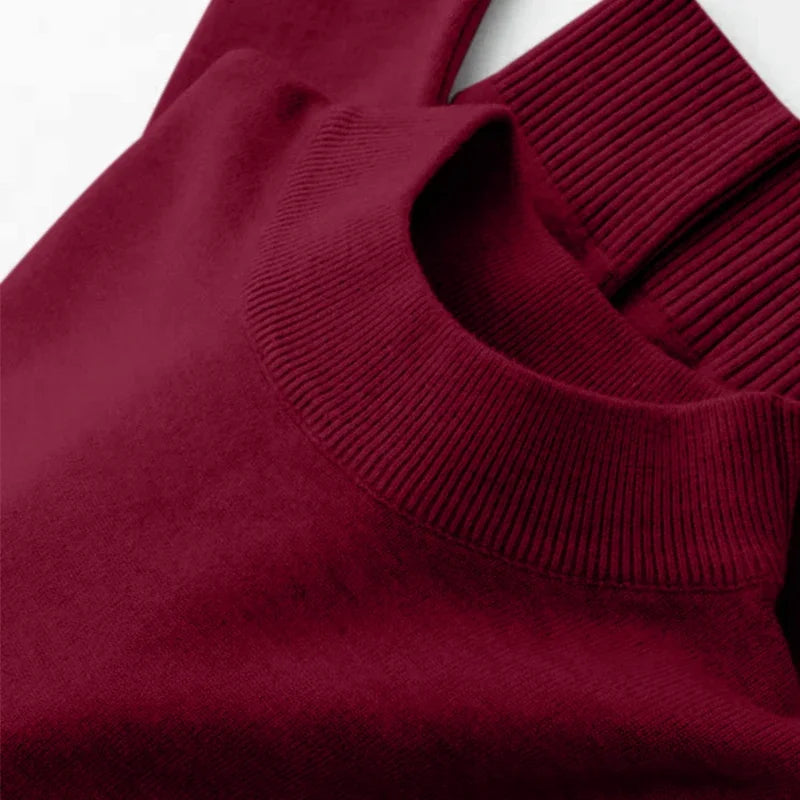 New Sweatwear Men's Half Neck Basic Solid Color Sweaters Round Neck Elastic Pullovers Warm Autumn Knitted Oversized Sweater Men