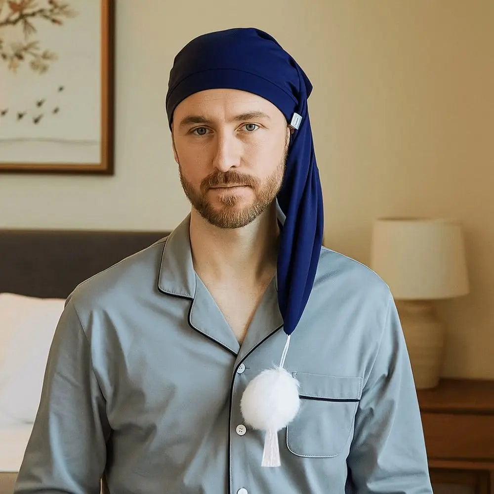 Birthday Party Gift Elastic Night Sleeping Caps with Pom Ball Adjustable Stocking Santa Cap Long Tail Bonnet Cap Women Men