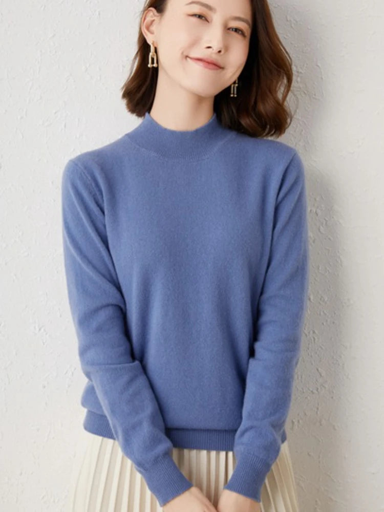 Women's Turtleneck Loose Fit Solid Color Base Layer Pullovers 2025 Long Sleeve Autumn Winter Knitted Sweater Thick Warm Jumpers