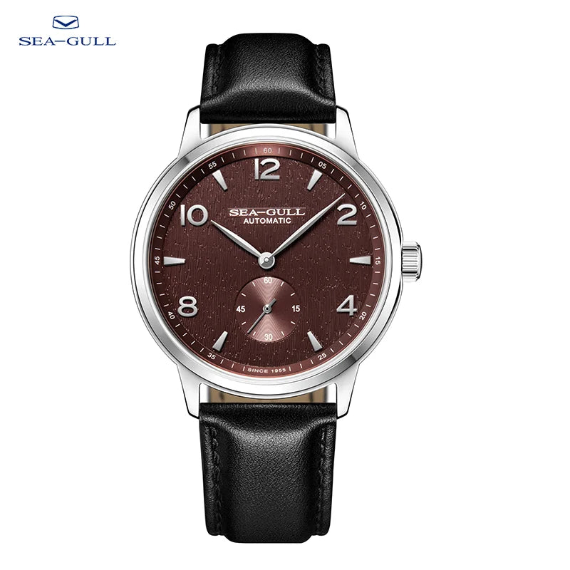 Seagull 6184 Men's Automatic Watch Blue Sapphire Glass 5ATM Waterproof Ultra-Thin Leather Strap Minimalist Casual Wristwatch
