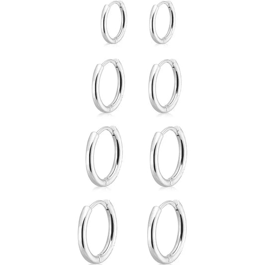 4Pair/set Stainless Steel Circle Hoop Earrings for Women Classic Small Helix Hoops Loop Ring Huggie Cartilage Piercing Jewelry