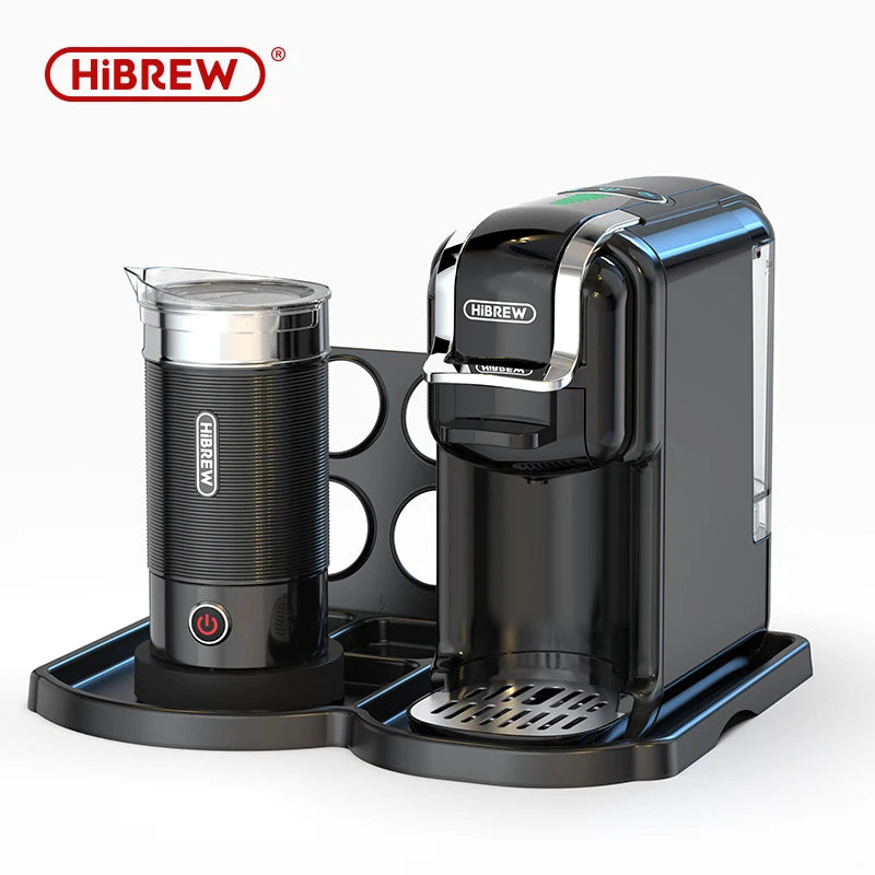 HiBREW 5 in 1 Multiple Capsule Coffee Machine Hot/Cold DG Cappuccino Nes Small Capsule ESE Pod Ground Coffee Cafeteria 20Bar H2B