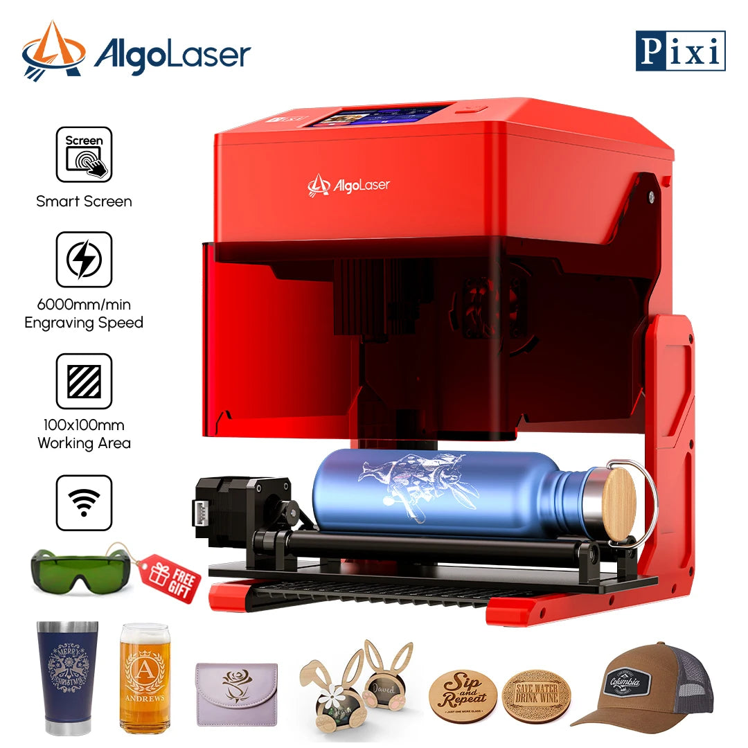 ALGO Pixi Beginner Business 5W/10W Laser Engraver Cutter for DIY Wood, Leather, Glass, Ceramic Offline Smart Screen Easy to Use