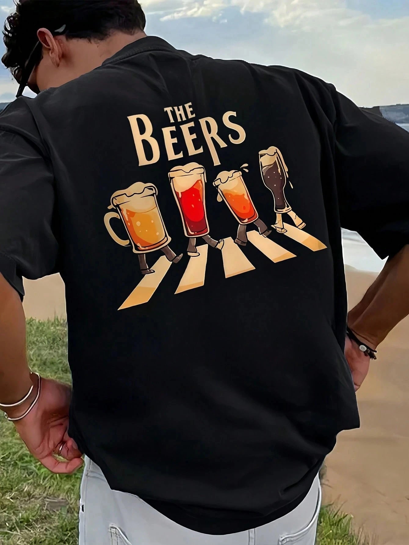 MenS Short Sleeve T-Shirt Loose Fit With English And Beverage Pattern Fashion Casual Crew NeckTop For Spring And Summer tshirt