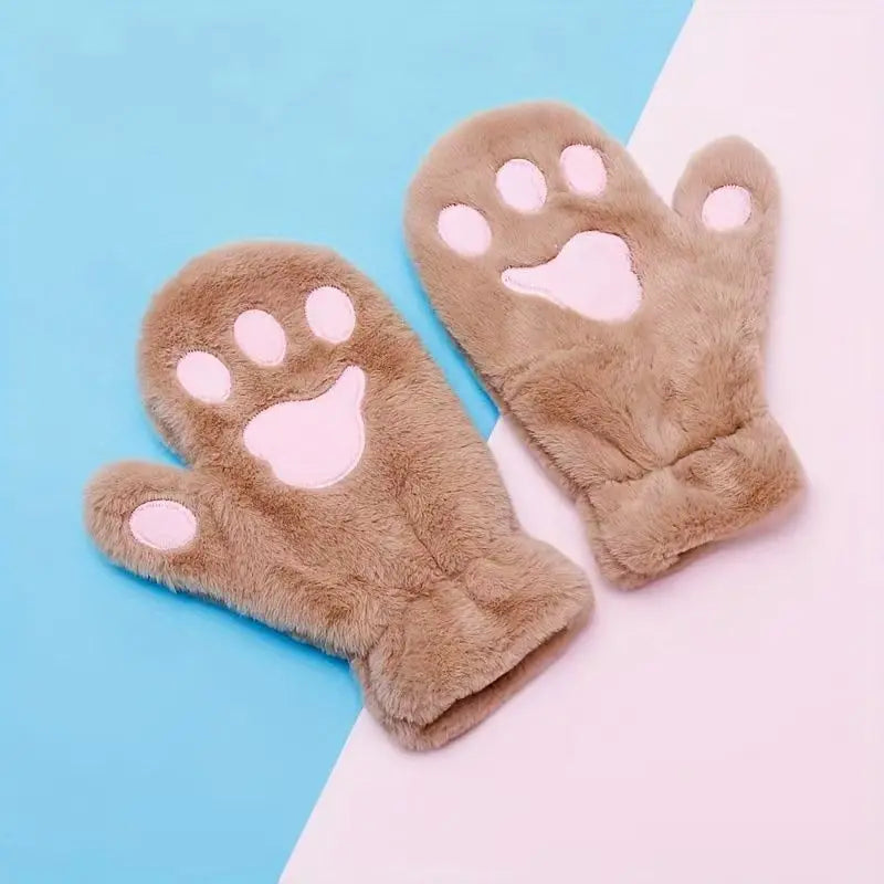 Elegant Thicken Plush Soft Winter Fingerless Gloves Women Warm Fur Mittens Cold Protection Velvet lining Outdoor Fluffy Gloves