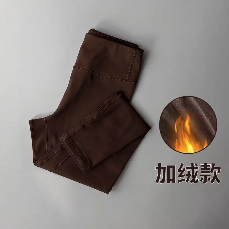 Velvet Yoga Pants for Women High Waist Autumn Winter Warm Slimming Running Leggings Sports Fitness Gym Trousers