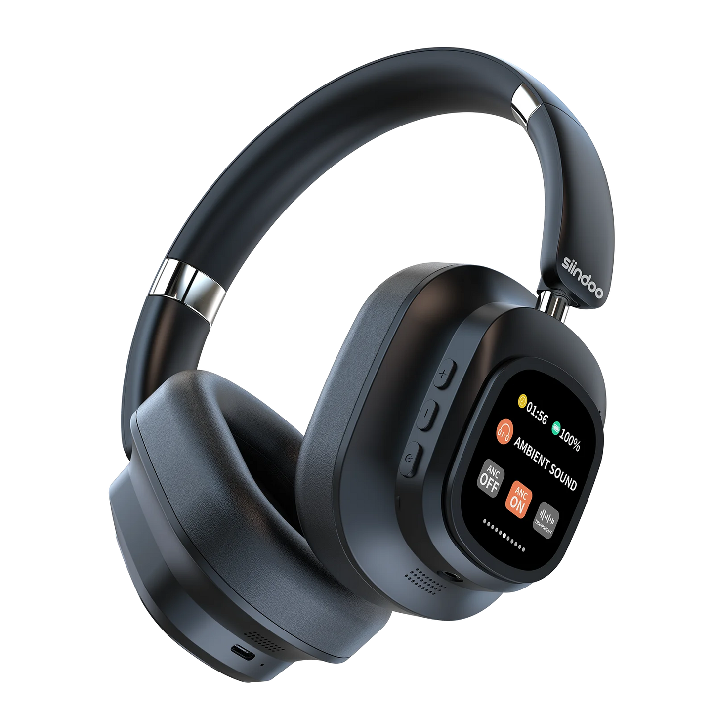 Siindoo NEWEST ANC930Plus Hybrid ANC Wireless Headphone, With Multi Magnetic Touch Control LED Screen AND APP Download 1GB MP3