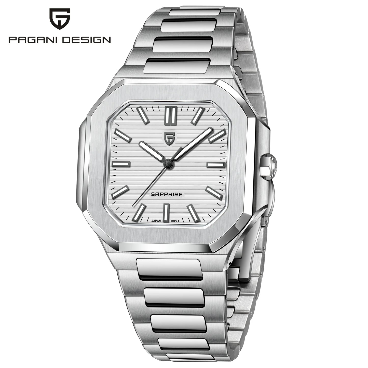 Retro Square PDYS019 PAGANI DESIGN Men's Quartz Wristwatches TMI VH31 37MM 10Bar Waterproof 316L Luxury Stainless Steel Sapphire