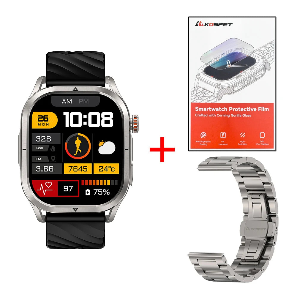 2025 KOSPET MAGIC P10 GPS Smartwatch For Men Anti-Fingerprint AMOLED Screen Dual-Band GNSS IP69K 5ATM Waterproof 180+ Sport Mode