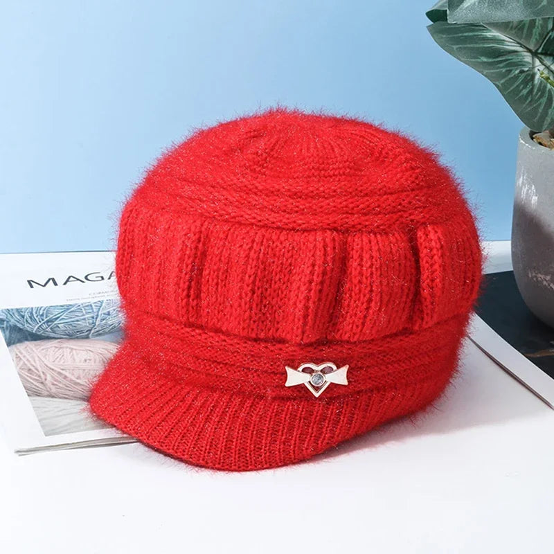 Windproof Pumpkin Beret Hat Woman Knitted Knitted Hat Fashion Ear Guard Keep Warm Peaked Cap