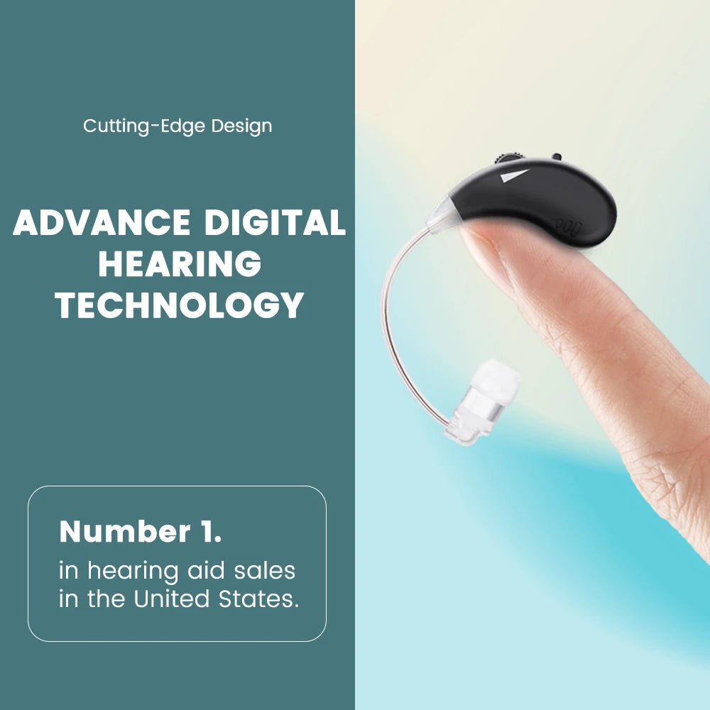 JINGHAO Rechargeable Hearing Aids Ear Aids Hearing Amplifier Behind The Ear Sound Enhance Device -Black