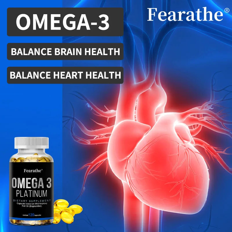 Omega 3, Fish Oil Supplement, Wild Anchovies, Heart Health, Brain Development, Dietary Supplement, 120 Capsules