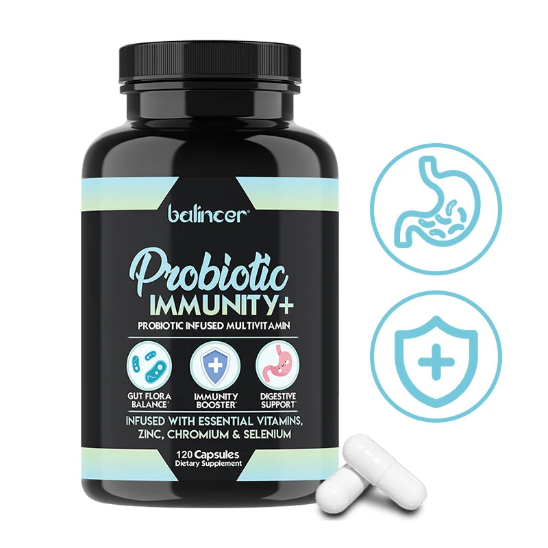 Probiotic Immune Supplement, Multivitamin, Probiotic Infused Multivitamin - Gut Flora Balance & Digestive Health, 120 Capsules