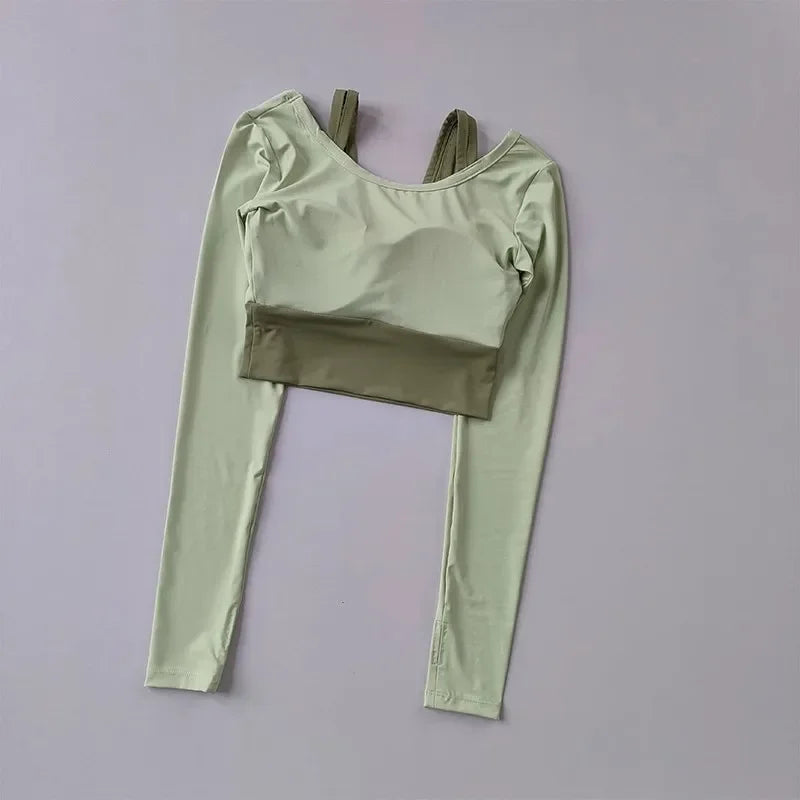 Women's Yoga Shirts Long Sleeve Top Running T-Shirt Workout Fitness Gym Sports Top Pads Slim Fit Sports Training Yoga Crop Tops