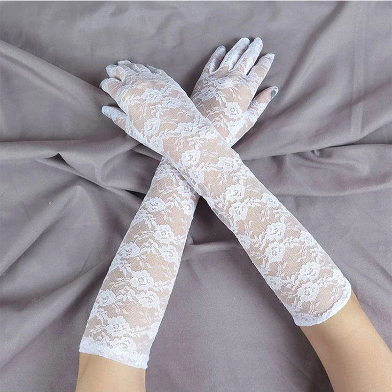 Fashion Lace Sexy Gloves Women Grace Thin Breathable Sun Protection Driving Club Party Prom Dancing Dress Glove Long Sleeve G111