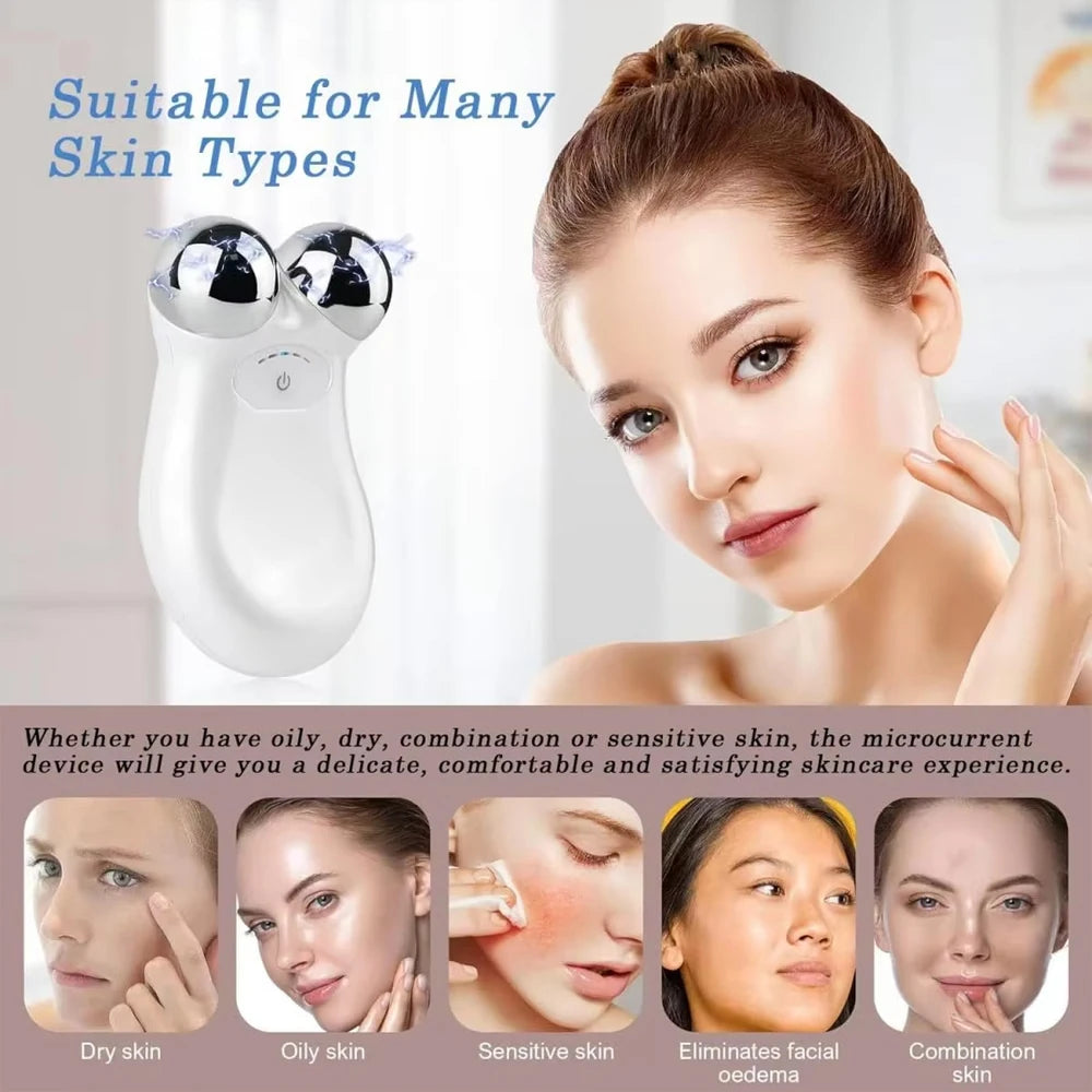 Microcurrent Facial Massager Roller Anti Wrinkles EMS Face Lift Skin Tightening Machine Face Firming Slimming Skin Care 2028