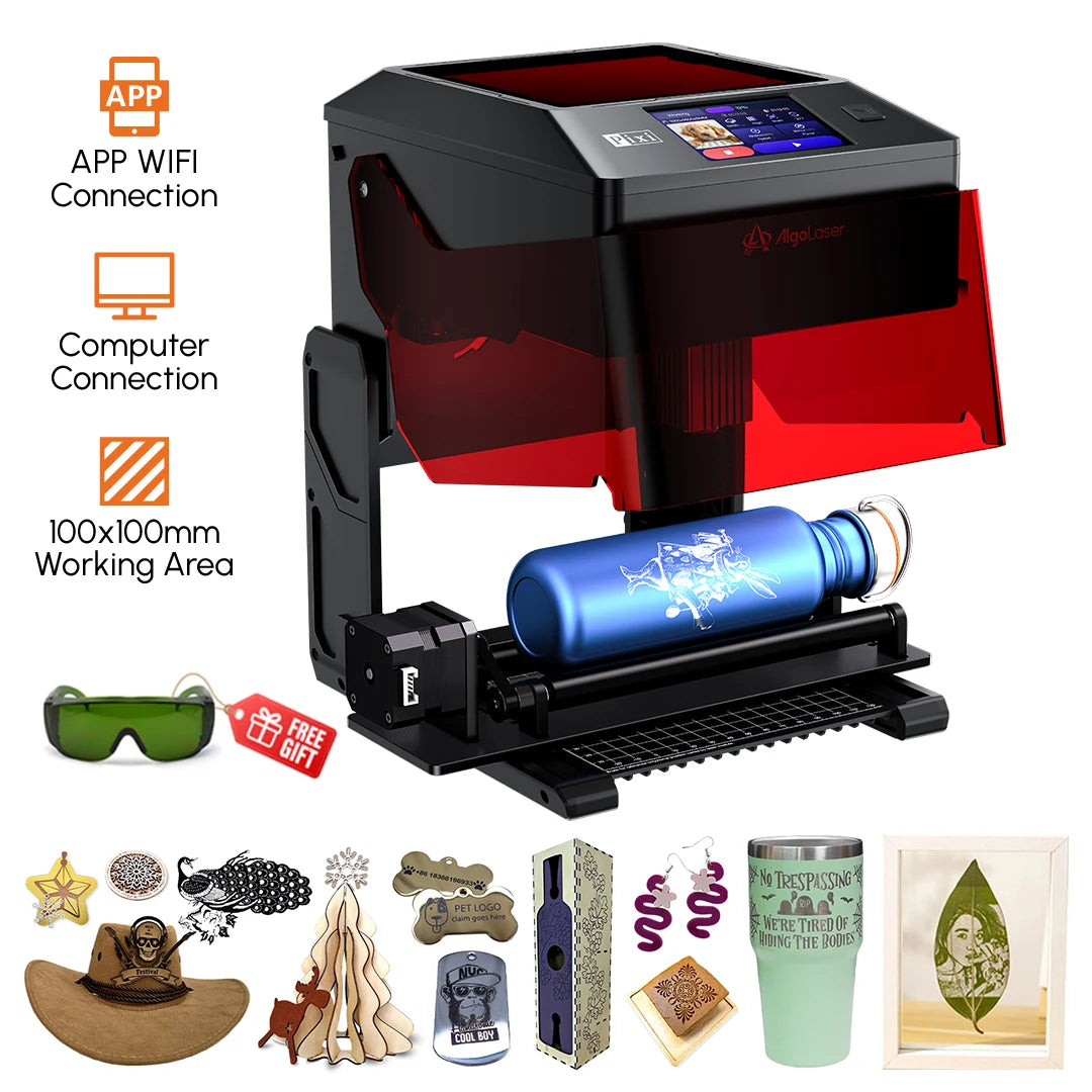ALGO Pixi Beginner Business 5W/10W Laser Engraver Cutter for DIY Wood, Leather, Glass, Ceramic Offline Smart Screen Easy to Use
