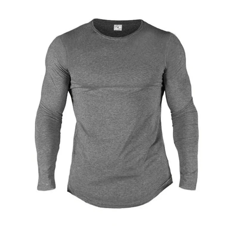 T-shirts Men's Workout Casual Slim Fit Shirts Plain Cotton Breathable Long Sleeve Clothing Gym Fitness Bodybuilding Sport