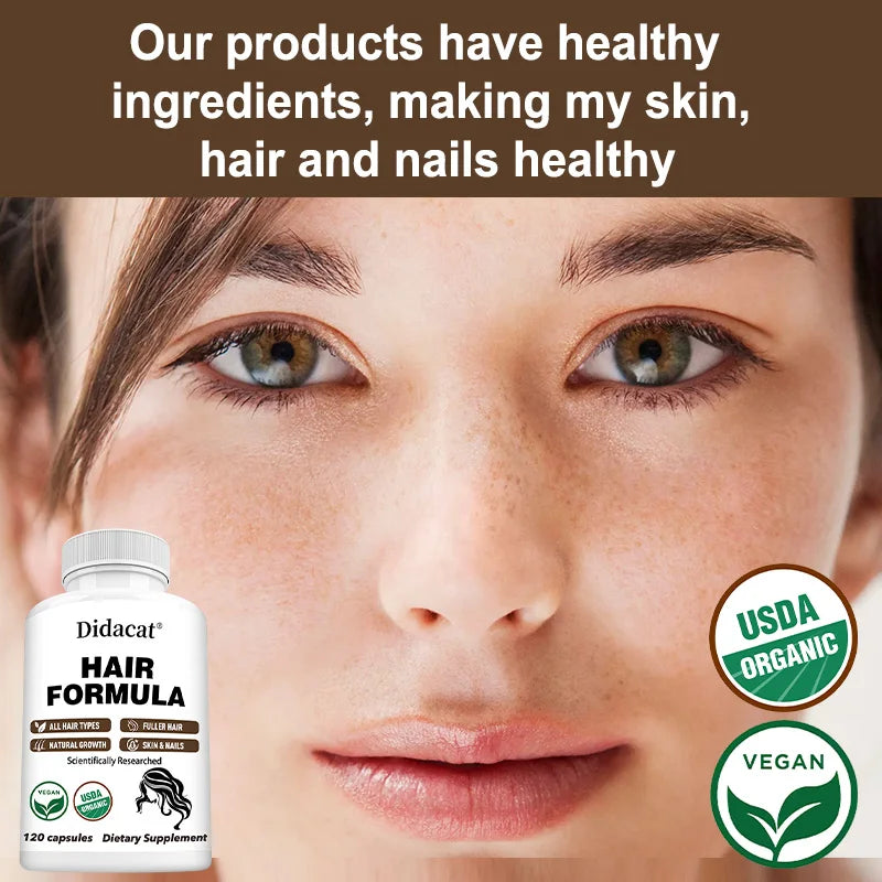 Hair Formula Supplements - Biotin, Minerals, Vitamins C D and B12 for Healthy Hair, Skin and Nails Support for Men and Women
