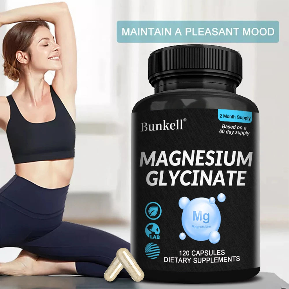 Magnesium Glycinate Supplement - High Strength for Muscle and Nerve Function, Heart, Immune, Bone Health and Sleep, Women & Men