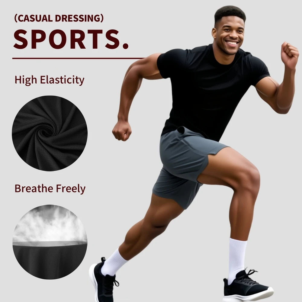 10PcsMen's Quick Dry Short Sleeve Gym Running Moisture Wicking Round Neck T-Shirt Training Exercise Sport Shirt Tops Lightweight