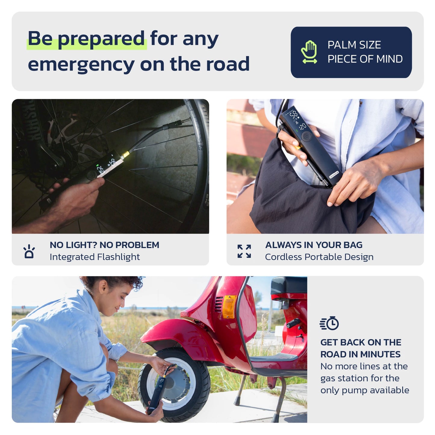 Woowind BP188 Bike Pump The Pro Electric Bicycle Pump Tire Inflator Portable Air Compressor - 120 PSI